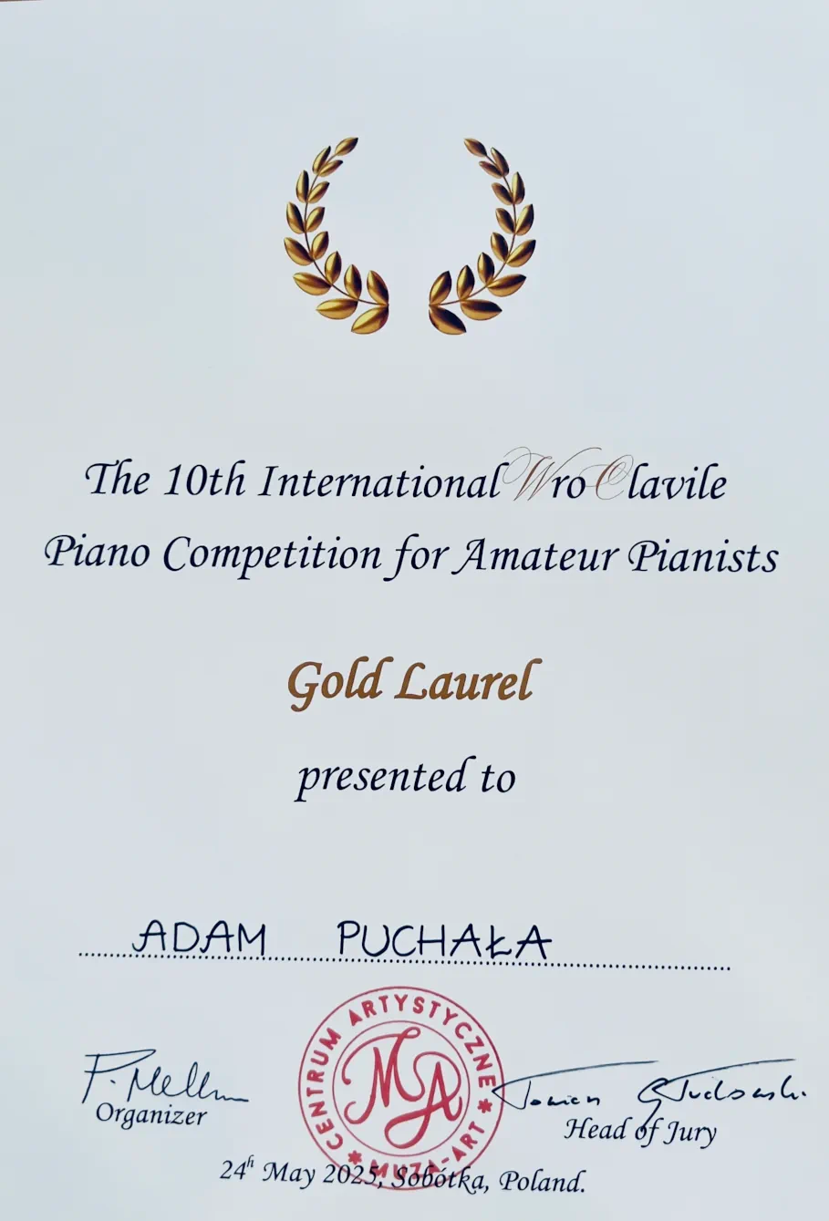 Dyplom — konkurs pianistyczny WroClavile 2025, Adam Puchała